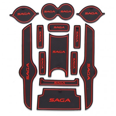 Car Interior Mat Kit Proton Saga 2021 Black/Red Poly Bag Pack (China)