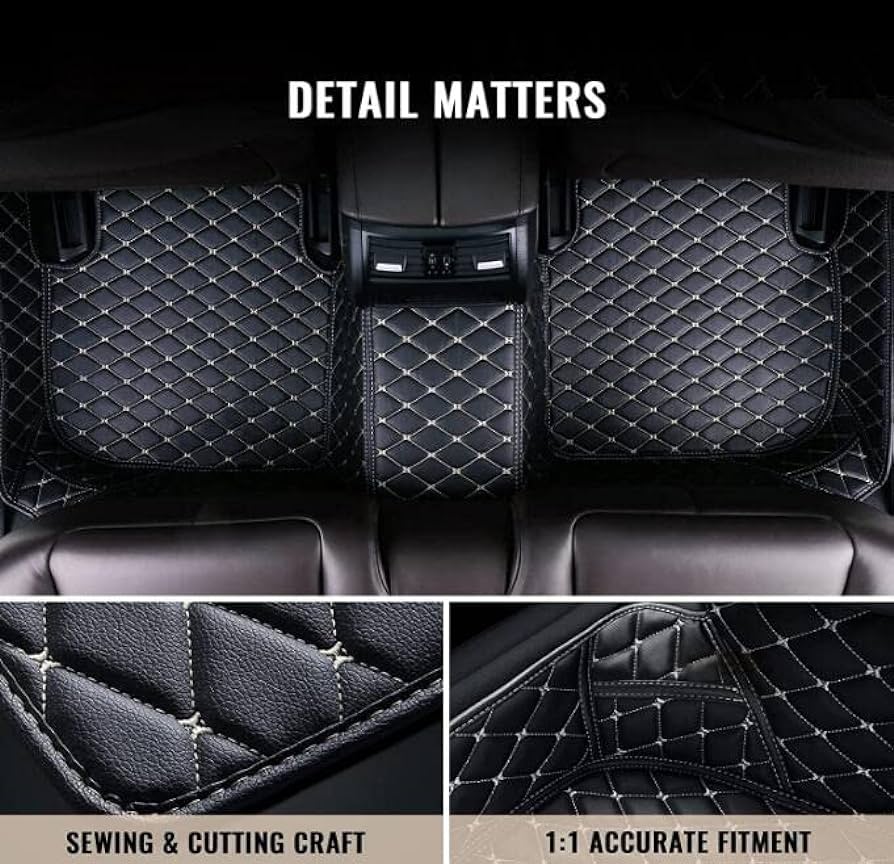 Car Floor Mat 8D Sonata 2021 Hyundai Black Pvc Beige Stitch 03 Pcs / Set Premium Quality (China)