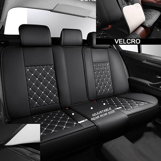Auto Leather Type Seat Cover M/B Custom Design Custom Fitting Toyota Corolla 2021 Black Colour Beige Stitch Beige Border 11 Pcs/Set