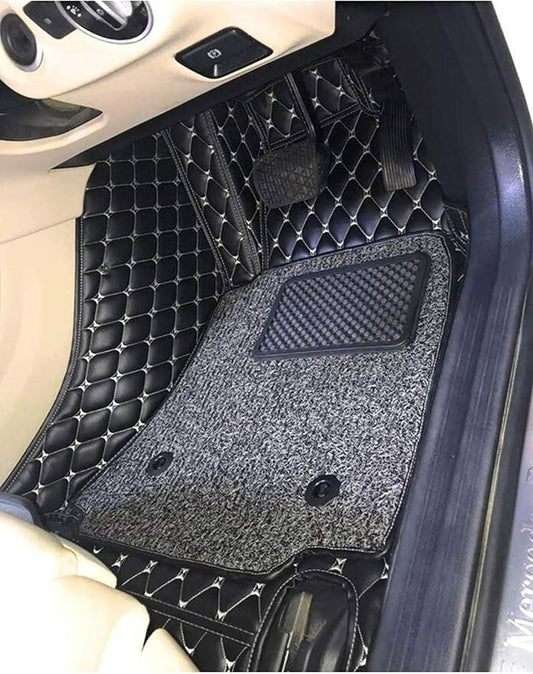 Car Floor Mat 9D Civic 2022 Honda Black Pvc  Beige Stitch Black Grass 03 Pcs / Set  (China)