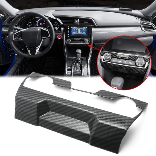 Chrome Climate Control Cover Plastic Tape Type Fitting Honda Civic 2018 Black/Carbon 01 Pc/Set (China)