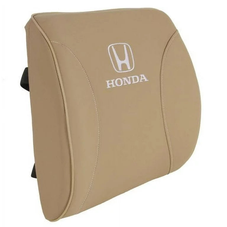 Car Back Rest Cushion Velvet/Pvc Material Honda Logo Small Size Black/Beige 01 Pc/Pack Poly Bag Pack (Pakistan)