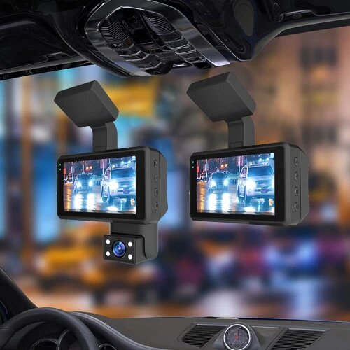 Dash Cam / Dvr  A/L Two Side Camera 3.5" Ips Display  Piano Black Panel Universal Fitting