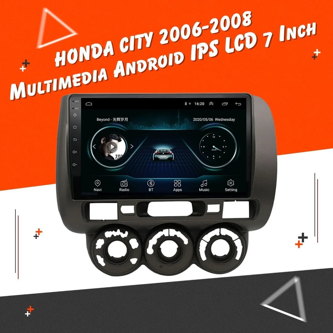 Car In Dash Touch Screen Android Panel Orientech Tab Style Honda City 2006 9" B/C Mtk 1 Gb 16 Gb Ips Display Gorilla Glass Matt Black Navigation (China)