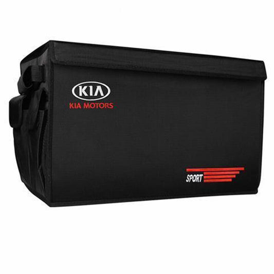 Car Trunk Organiser / Storage Box Pvc Material  Medium Size Kia Logo Black Premium Quality (China)