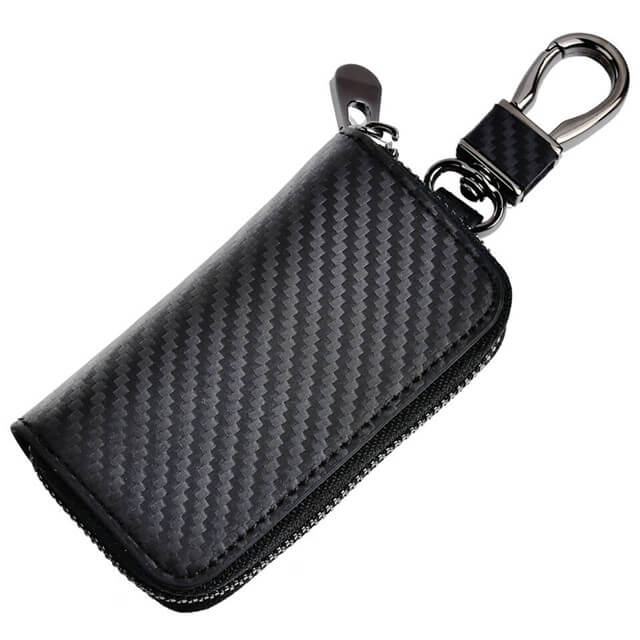 Car Key Chain Pouch/Zipper Type Bmw Logo Rectangle Shape Black/Carbon Poly Bag Pack (China)