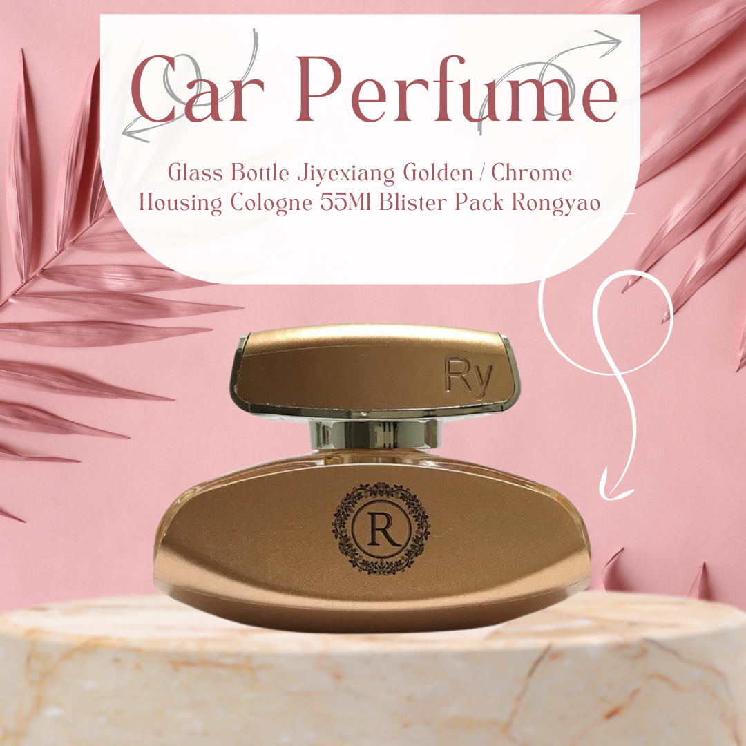 Car Perfume Glass Bottle Jiyexiang Golden/Chrome Housing Cologne 55Ml Blister Pack Rongyao (China)