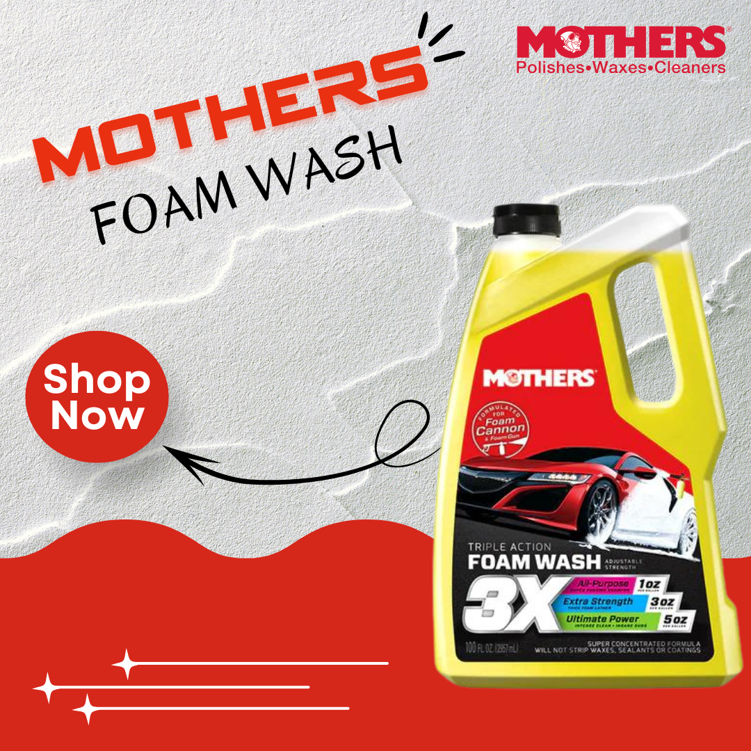 Car Shampoo Mothers Plastic Bottle Pack 473Ml Triple Action Foam Wash 3X 5616 (Usa)