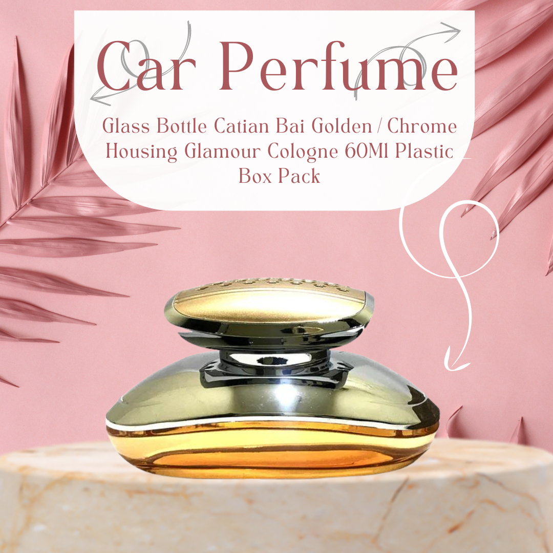 Car Perfume Glass Bottle Catian Bai Golden/Chrome Housing Glamour Cologne 60Ml Plastic Box Pack Fy-7319 (China)