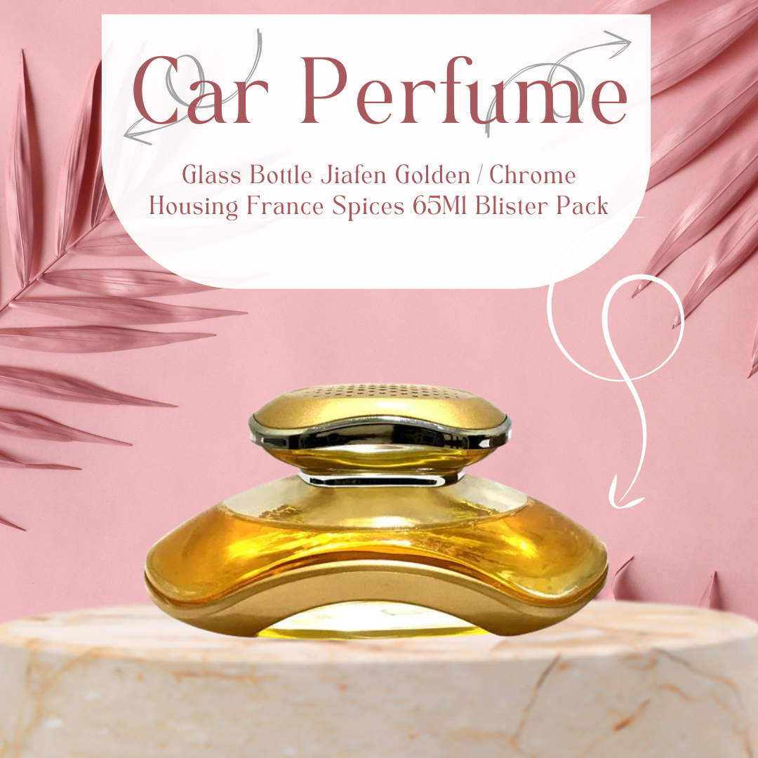 Car Perfume Glass Bottle Jiafen Golden/Chrome Housing France Spices 65Ml Blister Pack Fy-7335 (China)