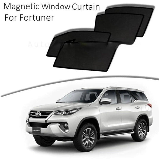 Car Curtain  Side Fix Magnet Type Toyota Fortuner 2018   Black (China)