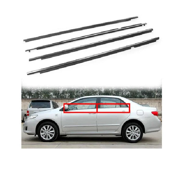 Chrome Weather Strips Tape Type Fitting Toyota Corolla 2006 04 Pcs/Set