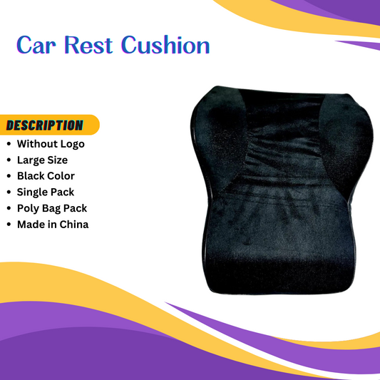 Car Back Rest Cushion Velvet Material  Without Logo Large Size Black 01 Pc/Pack Poly Bag Pack  (China)
