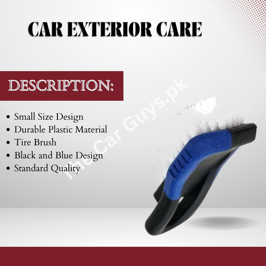 Car Exterior Care / Cleaning / Detailing Brush  Small Size Plastic Material Tire Brush Black/Blue 01 Pc/Pack Standard Quality Bulk Pack (China)