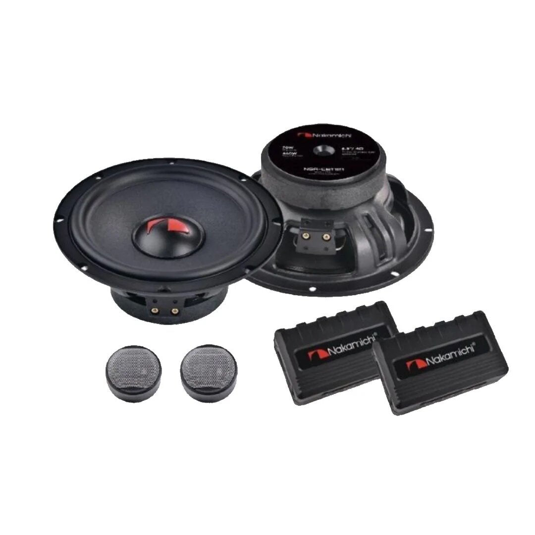 Car Speakers Nakamichi 6" Round Shape 2-Way Coaxial 200W Chc Universal Fitting 02 Pcs/Set Black Nse1618