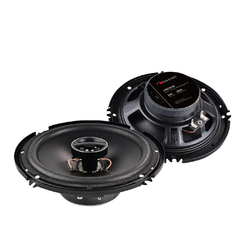 Car Speakers Nakamichi 6" Round Shape 2-Way Coaxial 200W Chc Universal Fitting 02 Pcs/Set Black Nse1618
