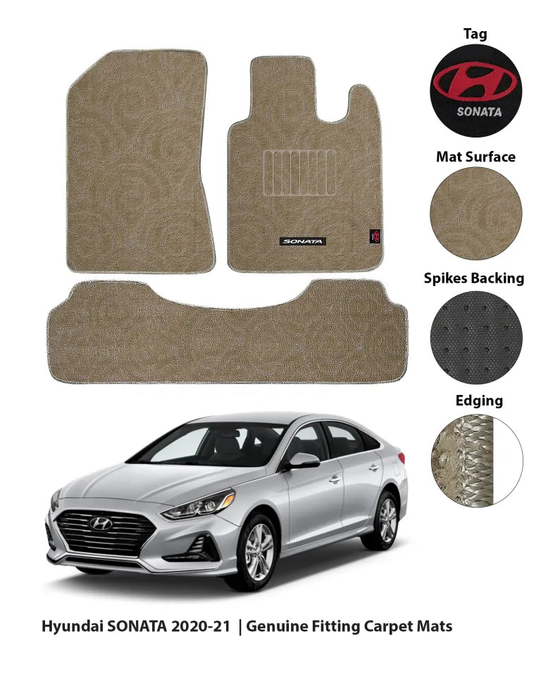 Car Floor Mat Executive Carpet Material Oem Fitting Hyundai Sonata 2021 03 Pcs / Set Beige Poly Bag Pack (China)