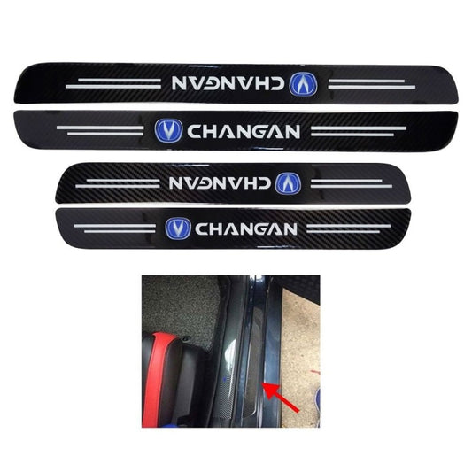 Car Door Sill Anti-Scratch/Protective Tape  Large Size Carbon Fiber Carbon/Black (China) 04 Pcs/Pack Sparco Logo Changan Logo 3D Cf