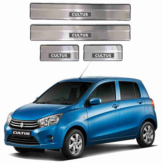 Car Door Sill Scuff Plate Protectors  Ss Type W/Led Oem Fitting Suzuki Cultus 2020 Cultus Logo  White Led   04 Pcs/Set Ss Colour (China)