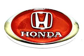 Car Universal Mono Metal Material Honda-H Logo Chrome/Red 01 Pc/Pack Small Size Poly Bag Pack  Oval Shape (China)
