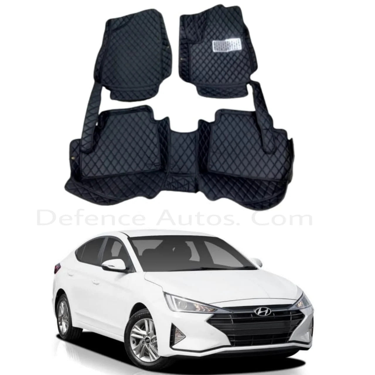 Car Floor Mat 8D Elantra 2021 Hyundai Black Pvc Beige Stitch 03 Pcs / Set Premium Quality (China)