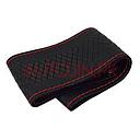Car Steering Wheel Cover Stitch Type Pvc/Leather Material  Sports Design Black/Red Universal Fitting Poly Bag Pack  (China)