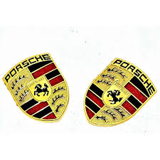 Car Universal Mono Metal Material Porsche Logo Gold/Red 01 Pc/Pack Large Size Poly Bag Pack (China)