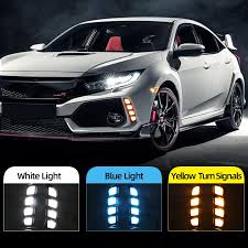 Car Drl Covers Oem Fitting Honda Civic 2018  White Drl Orange Indicator (Running) Matt Black Cap 02 Pcs/Set Box Pack (China)