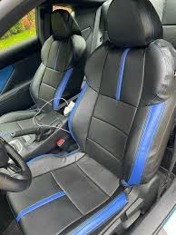 Auto Leather Type Seat Cover M/B Diamond Design Custom Fitting Toyota Aqua 2018 Black Colour Blue Stitch  09 Pcs/Set