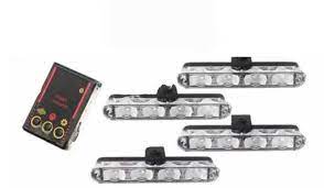 Car Exterior Led Grill Light Plastic Housing White Rectangle Shape 16 Led 04 Pcs/Set Colour Box Pack 04 Pcs/Pack White/Flasher (China)
