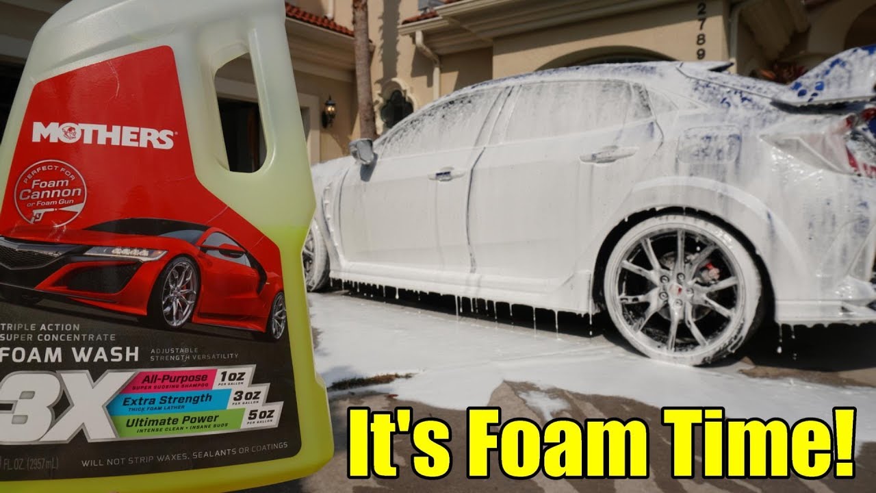 Car Shampoo Mothers Plastic Bottle Pack 473Ml Triple Action Foam Wash 3X 5616 (Usa)