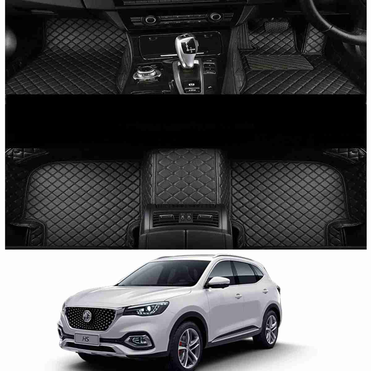 Car Floor Mat 8D Hs 2021 Mg Black Pvc Red Stitch 03 Pcs / Set Premium Quality (China)
