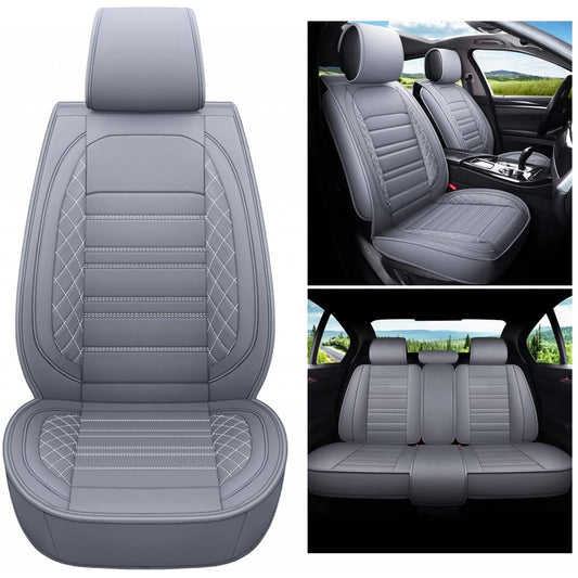 Auto Leather Type Seat Cover M/B Diamond Design Custom Fitting Toyota Fortuner 2012-2015 Y-Grey Colour Y-Grey Stitch  19 Pcs/Set