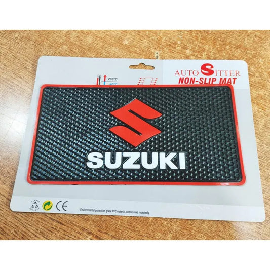 Car Dashboard Non-Slip Mat Silicone Material  Suzuki Logo Square Design Large Size Black/White (China)