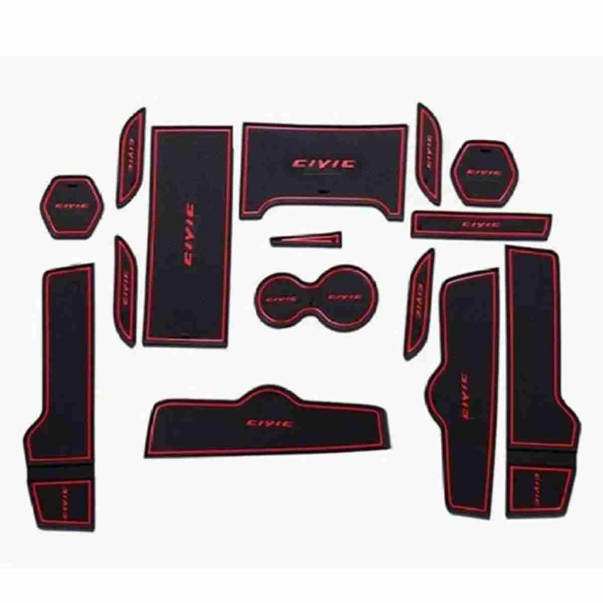 Car Interior Mat Kit Honda Civic 2009 Black/Red Poly Bag Pack (China)
