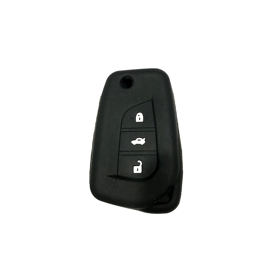 Car Remote Key Cover/Casing Silicone Black Type Toyota Corolla 2018 Grande Toyota Logo Black Poly Bag Pack (China)