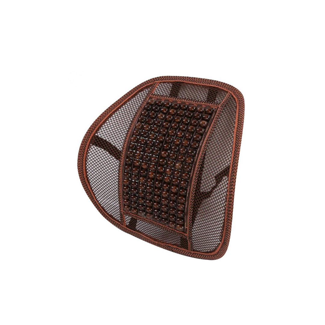 Car Back Rest Cushion Mesh/Round Wooden Beads Large Size Brown 01 Pc/Pack Poly Bag Pack (China)