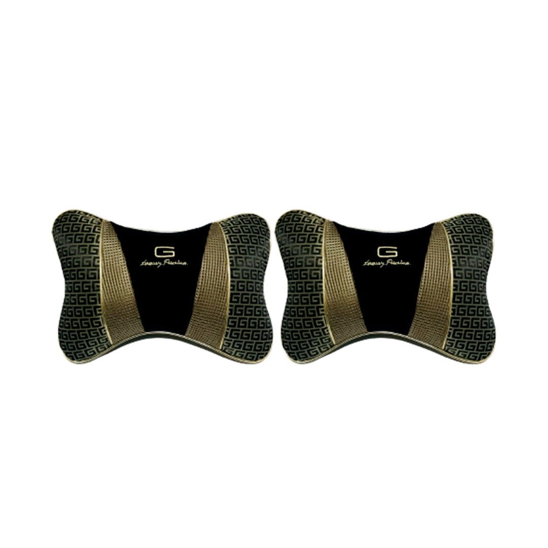 Car Neck Rest Cushions Fabric Material 02 Pcs/Set Black/Beige Poly Bag Pack Versace Fy-4920 (China)