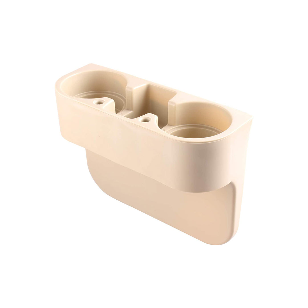 Car Drink Holder Seat Side Fitting Plastic Material Beige Double Cup 01 Pc/Set Poly Bag Pack (China)