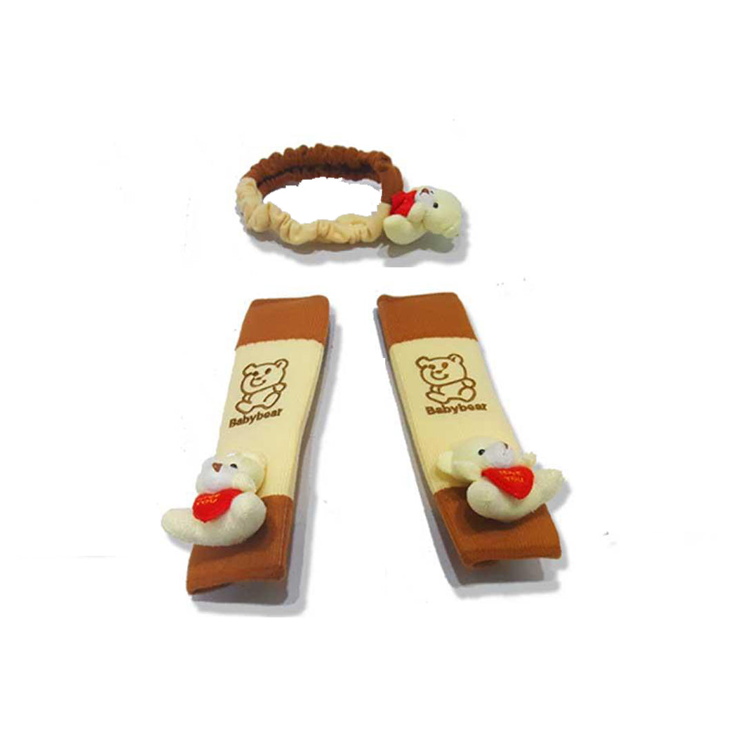 Car Interior Parts Decorative Covers Velvet Material Teddy Bear Design 03 Pcs / Set Beige Blister Pack Fy-1769 (China)