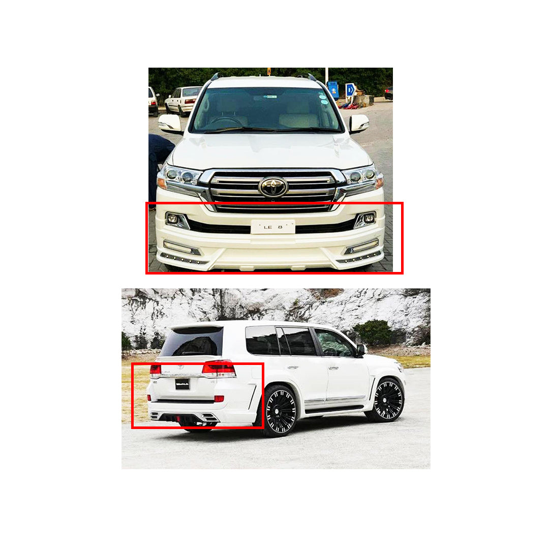 Body Kit 4X4 Front + Back + Spoiler Toyota Land Cruiser 2016-2021 Wald Design Plastic Material With Led 03 Pcs / Set Solid Black Colour (China)