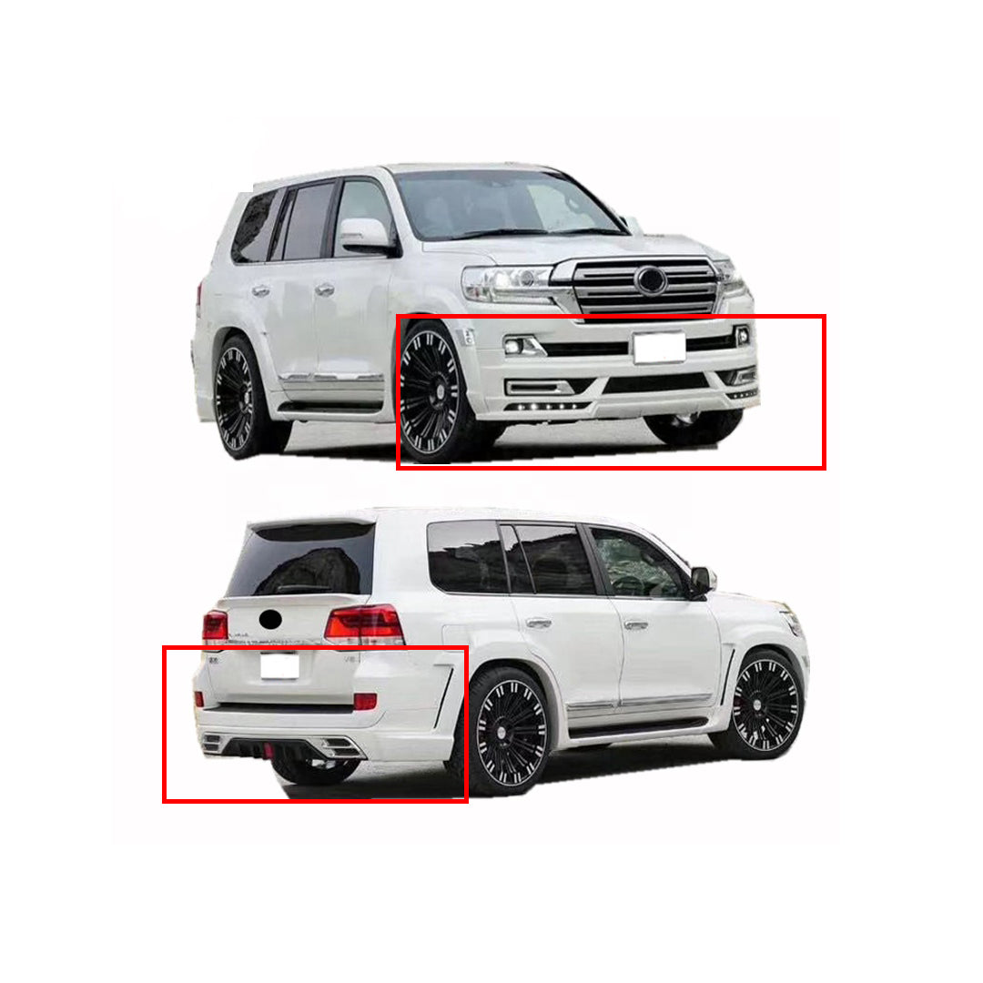 Body Kit 4X4 Front + Back + Spoiler Toyota Land Cruiser 2016-2021 Wald Design Plastic Material With Led 03 Pcs / Set Metalic White Colour (China)