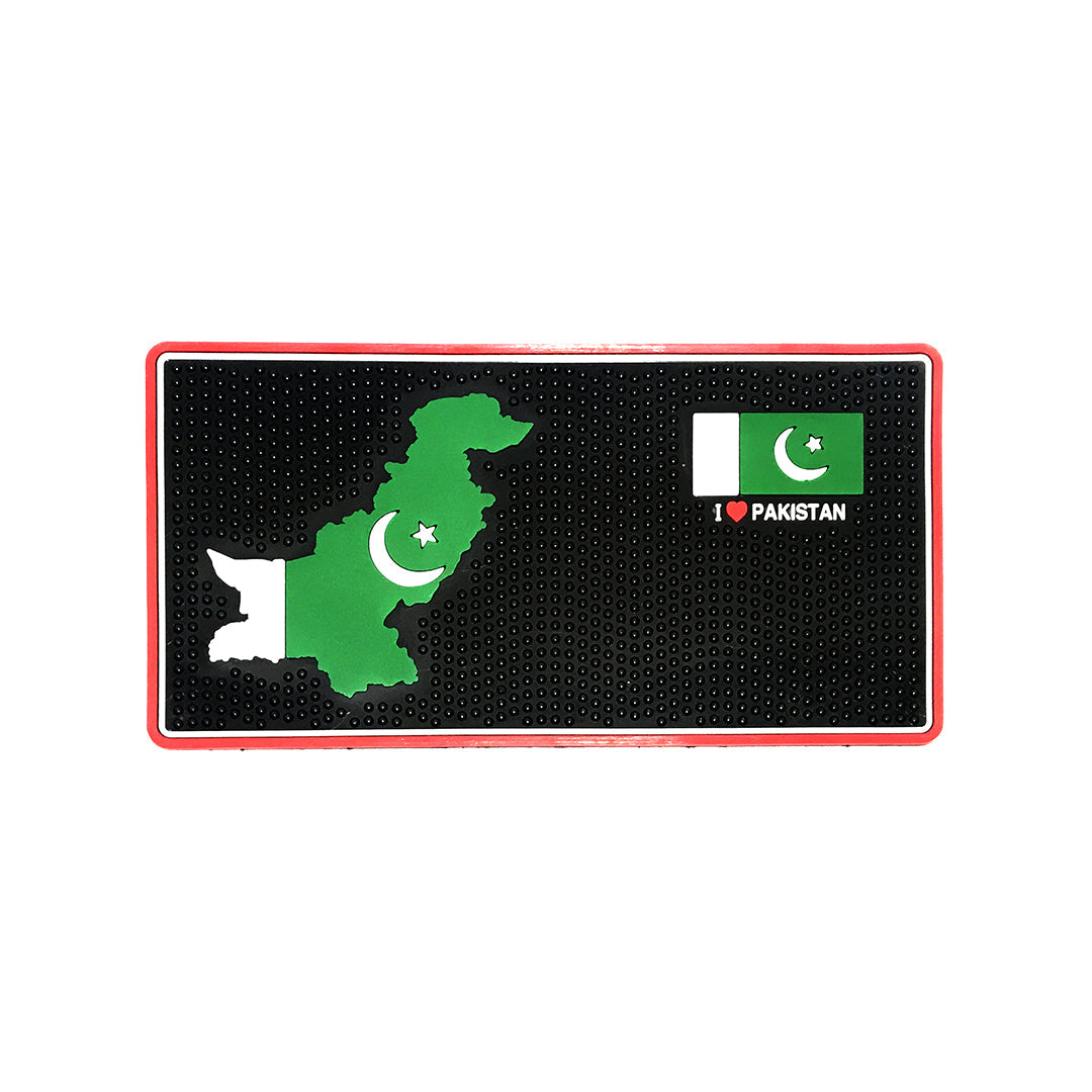 Car Dashboard Non-Slip Mat Silicone Material Pakistan/Flag Logo Rectangle Design Large Size Black/Green (China)