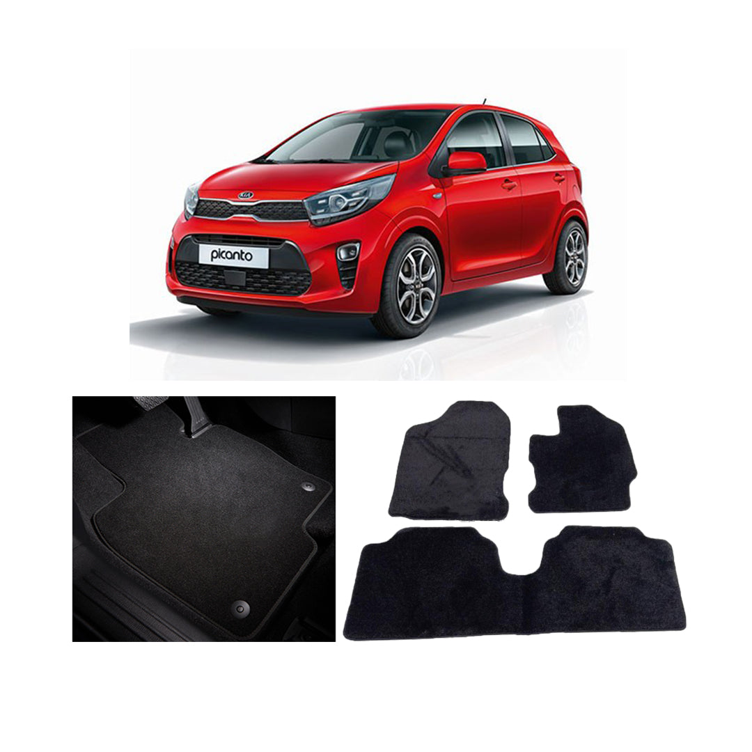 Car Floor Mat Standard Carpet Material Oem Fitting Kia Picanto 2020 03 Pcs / Set Black Poly Bag Pack
