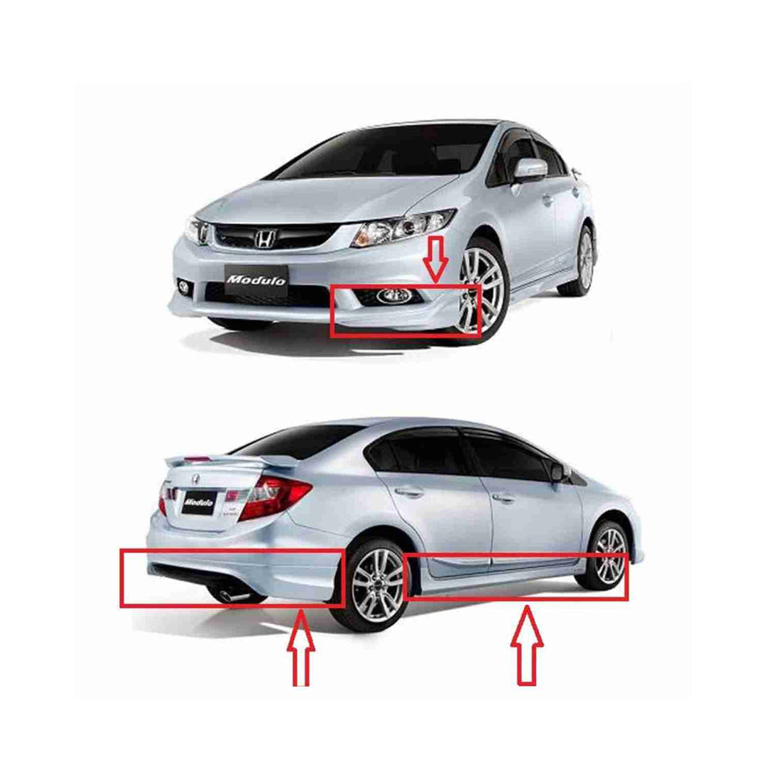 Body Kit/Lip Front + Side + Back Sides Honda Civic 2015 Modulo Design Plastic Material Without Light 04 Pcs/Set Not Painted (China)