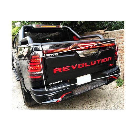 Rear Tail Gate Outer Lid Cover Revolution Plate With Spoiler  Toyota Revo 2016-2020 Abs Material Solid Black Colour (China)
