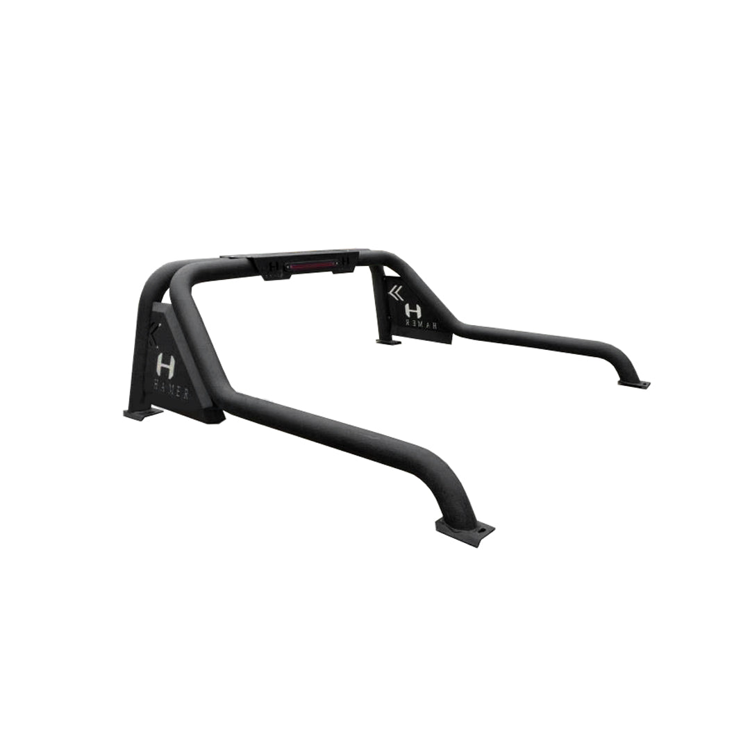 Suv Roll Bar Oem Fitting Knight Design Metal Material Toyota Vigo / Revo Hammer Logo With Brake Lamp Matt Black Colour 01 Pc/Set