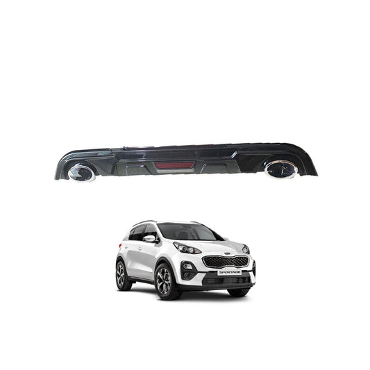 Car Rear Bumper Diffuser Oem Fitting Kia Sportage 2020 Benz Design With Reflector With Double Exhasut Silver/Black (China)