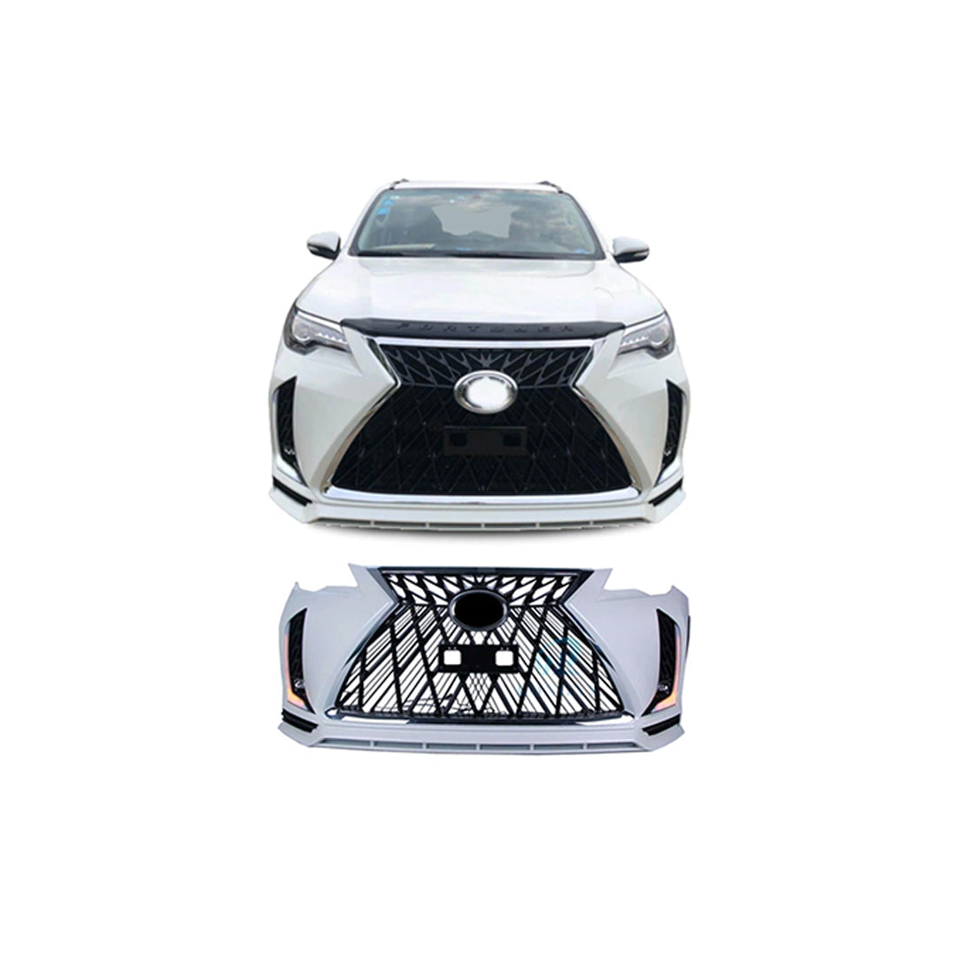 Face Up Lift Lexus Design W/Trd Grill Toyota Fortuner 2018 Plastic Material Front + Side + Back Sides With Drl Covers Not Painted 06 Pcs/Set (China)
