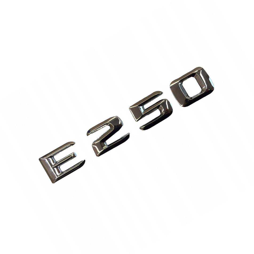 Auto Logo/Monogram Trunk Fitting Oem Type Mercedes Benz E-250 Tape Type Fitting Plastic Chrome 01 Pc/Pack Poly Bag Pack (China)